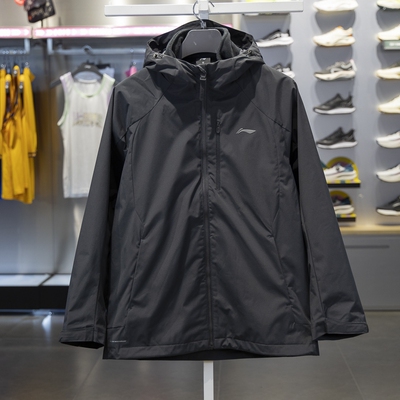 李宁正品健身系列男子加绒保暖三合一运动连帽冲锋衣AWBU009-1