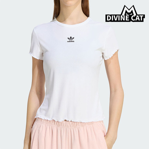 Adidas/阿迪达斯正品三叶草女士时尚经典修身短款日常T恤KE1107