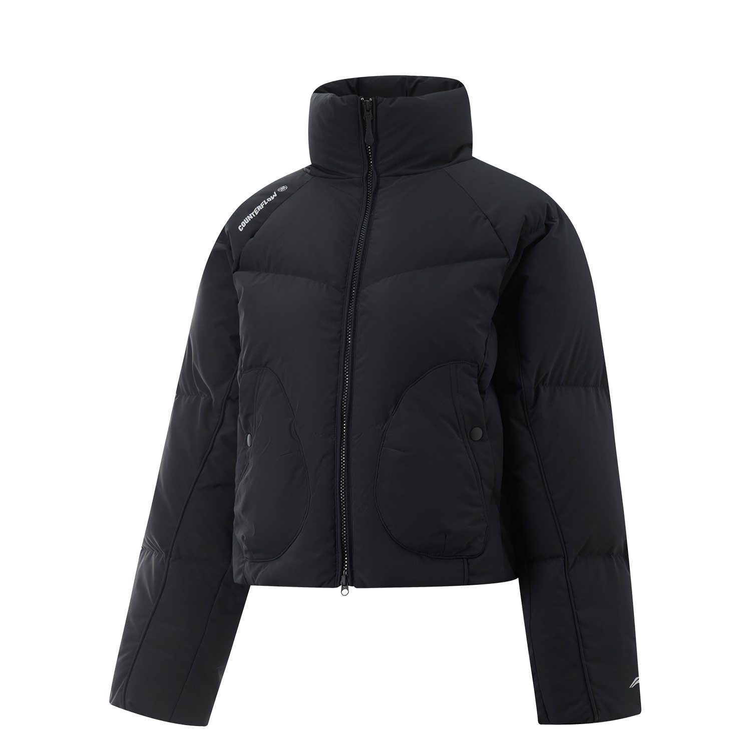 李宁正品CF溯女子防泼水防风透湿立领宽松户外运动羽绒服AYMU210