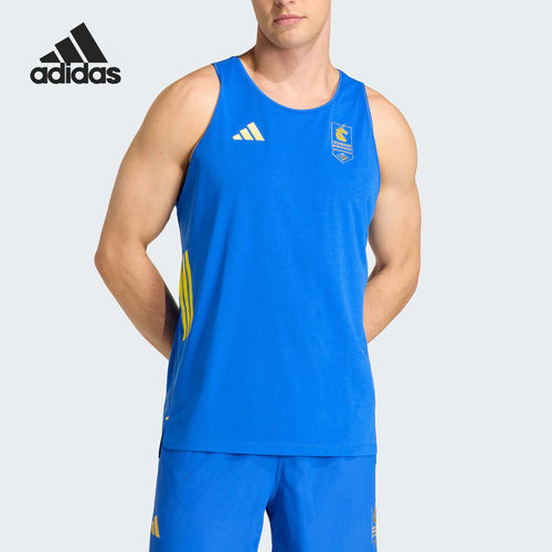 Adidas/阿迪达斯正品春季男士跑步运动针织透气背心T恤KE8448