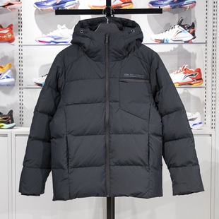 男子纯色保暖防泼水连帽羽绒服AYMU559 新款 2024冬季 李宁正品
