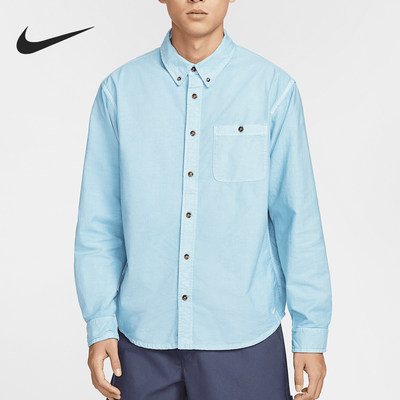 Nike/耐克正品2025春新款男士宽松运动翻领长袖HJ7271-422