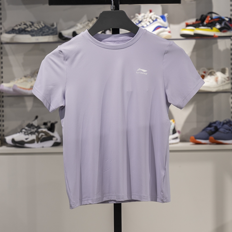 李宁正品2025夏季儿童排湿速干圆领亲肤简约短袖文化衫YHSV141-4