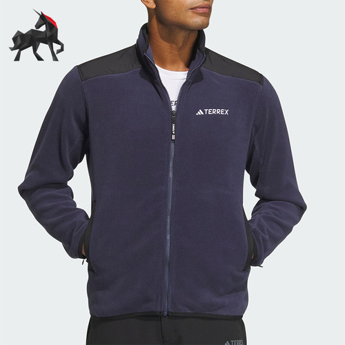 Adidas/阿迪达斯正品FULL-ZIP男士户外保暖抓绒外套IR8338