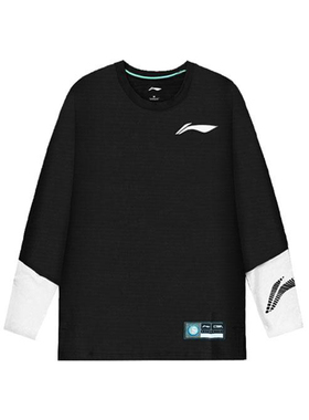 李宁正品CBA专业篮球系列男子拼色运动训练圆领长袖T恤ATLR101-2