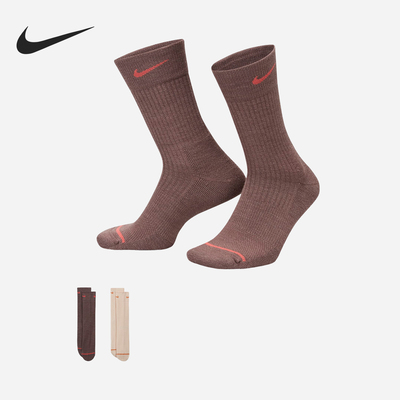 Nike/耐克正品新款男女舒适透气运动中筒袜两双装DQ6394-905