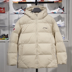 李宁正品 CBA专业篮球系列男子宽松厚实保暖运动连帽棉服AJMU087