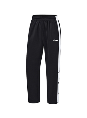 李宁正品专业篮球系列男子排扣加绒保暖舒适宽松运动长裤AKLU541