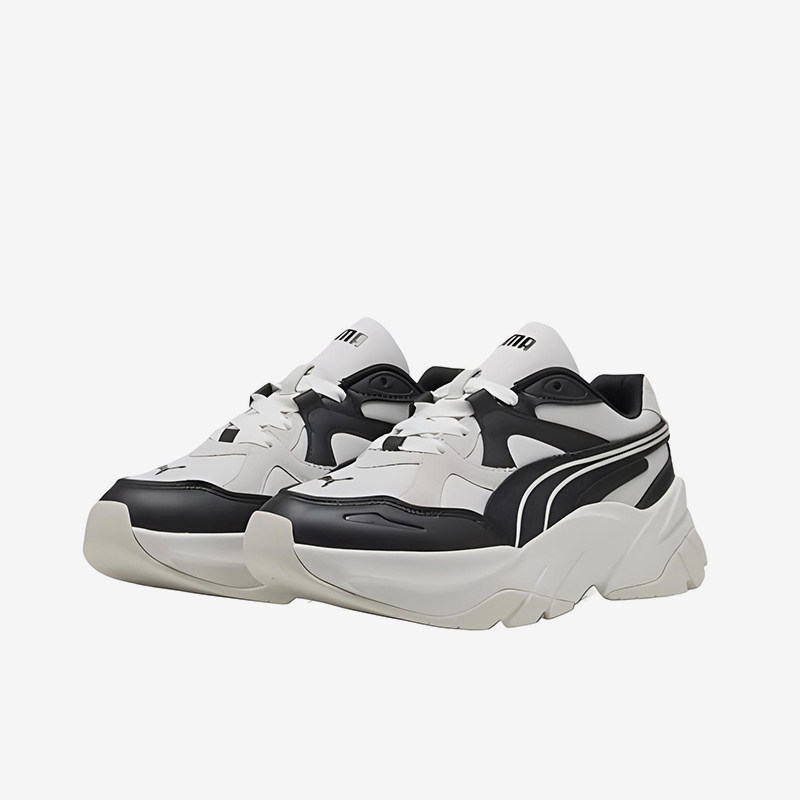 Puma/彪马正品新款女黑白色低帮厚底革面休闲鞋401314-01