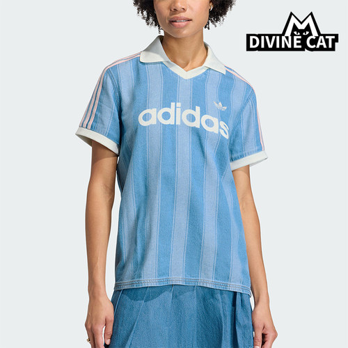 Adidas/阿迪达斯正品三叶草新款女浅蓝白色社交经典短袖T恤KD5448
