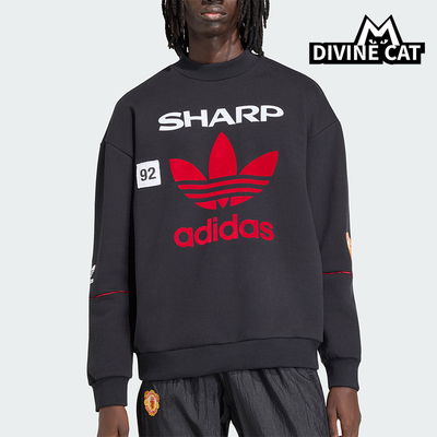 Adidas/阿迪达斯正品曼联SWEAT90新款男经典黑红色亲柔卫衣KC6383