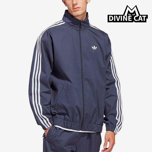 Adidas/阿迪达斯正品三叶草男蓝色夹克经典条纹夹克外套KS8221