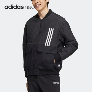 Adidas/阿迪达斯正品neo男女款休闲保暖立领棉服外套HN4775
