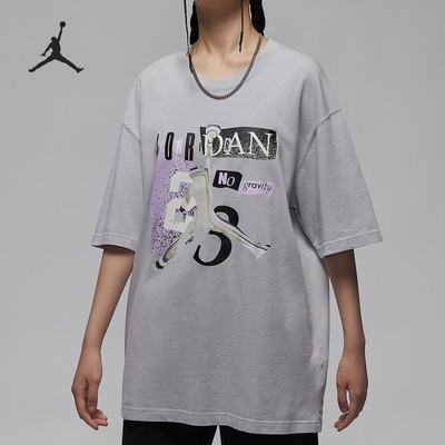 Nike/耐克正品Jordan女士休闲印花透气宽松运动T恤HF6424-012