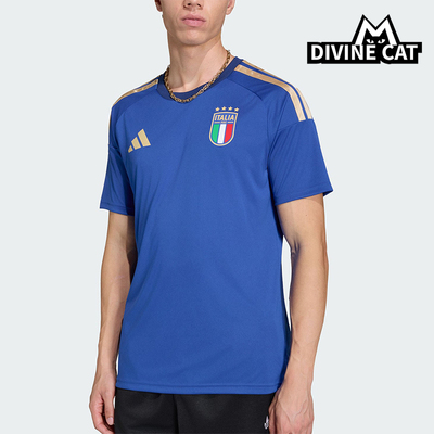 Adidas/阿迪达斯正品新款男蓝金色足球经典运动短袖球衣JY7588