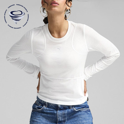 Puma/彪马正品TIGHT新款女白色瑜伽贴合经典圆领长袖T恤626648-02