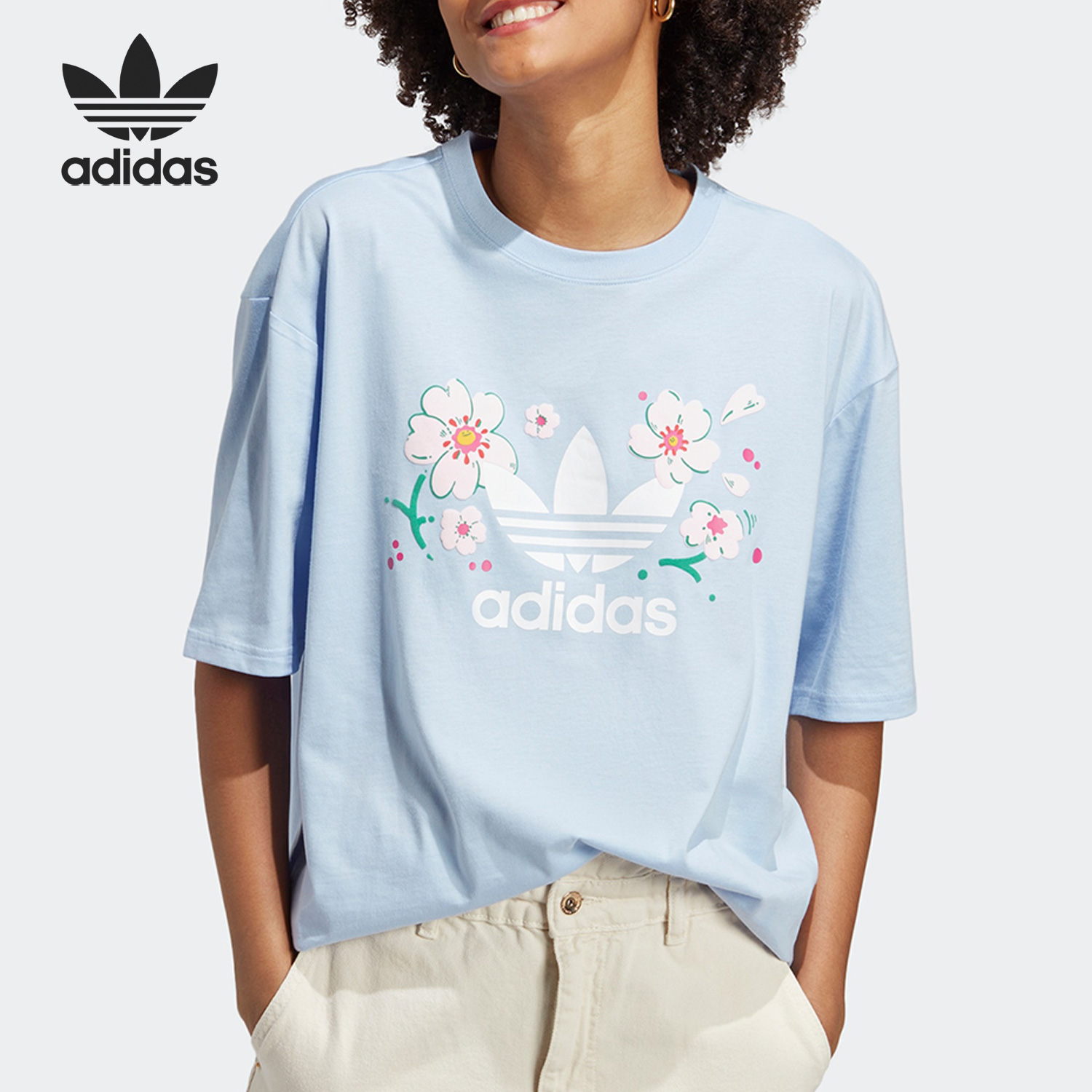 Adidas/阿迪达斯正品三叶草春季新款女子运动短袖T恤IP3750