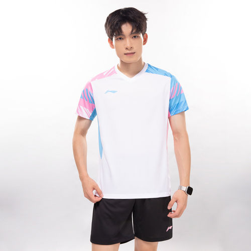 李宁正品羽毛球男女透气速干圆领印花轻薄短袖T恤AATV101-1