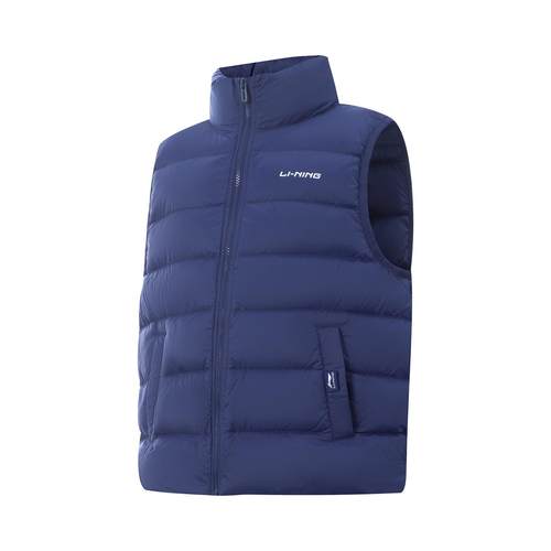 李宁正品2025新款男女大童防泼水保暖拉链立领羽绒马甲YMRV009