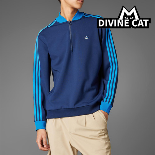 Adidas/阿迪达斯正品三叶草男女休闲半拉链运动户外套头衫JP0938