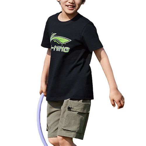 李宁正品夏季新款男女大童吸汗柔软轻盈百搭透气短袖T恤YHSV315-3