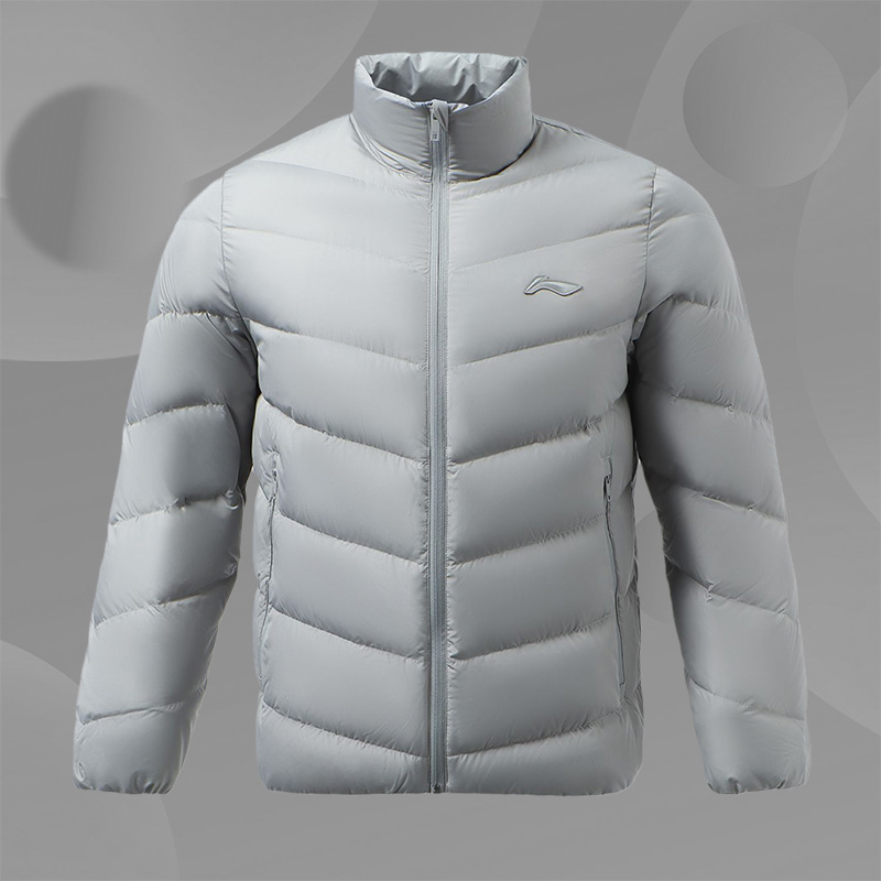 李宁短款短羽绒服男士训练系列男子修身90%白鹅绒短羽绒服AYMR375