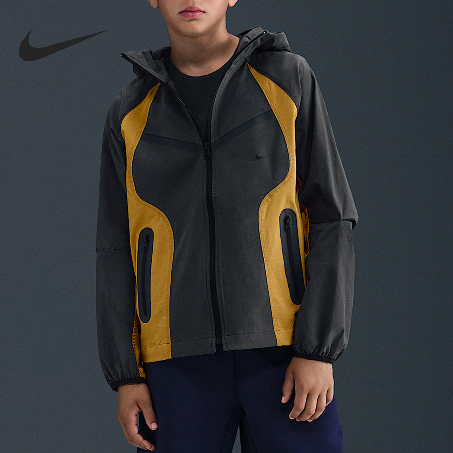 Nike/耐克正品Tech Big大童梭织拼接宽松运动外套II3623-060