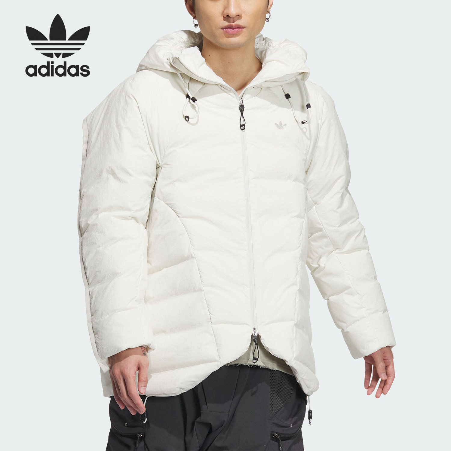 Adidas/阿迪达斯正品三叶草男女款运动保暖连帽羽绒服IU4837