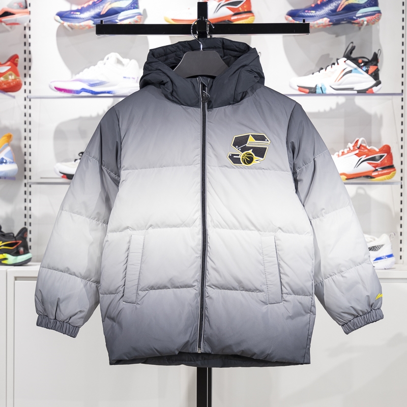 李宁正品篮球生活系列男大童宽松保暖时尚休闲羽绒服YYMU025-3