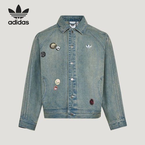 Adidas/阿迪达斯正品三叶草男士牛仔运动时尚翻领外套KT6363