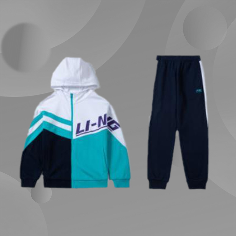 李宁童装新款男中大童保暖秋装卫衣卫裤休闲针织运动套装YWER036