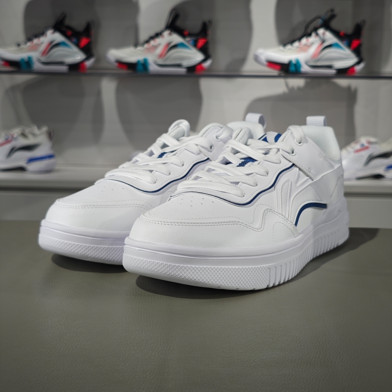 李宁正品2023年秋季男子经典低帮舒适百搭耐磨休闲板鞋AGCT297-3