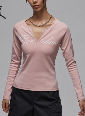 Nike/耐克正品JORDAN女士罗纹修身运动针织长袖FV7189-601