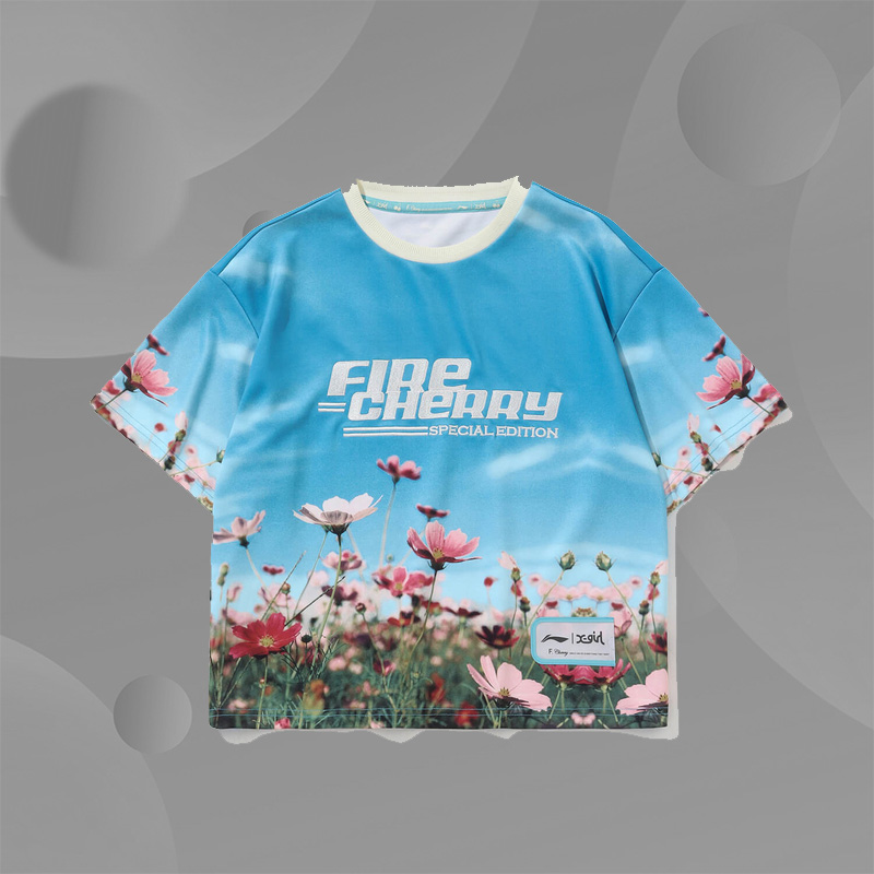 中国李宁正品舒适潮流短袖女士春夏宽松半袖文化衫短T恤AHSP344