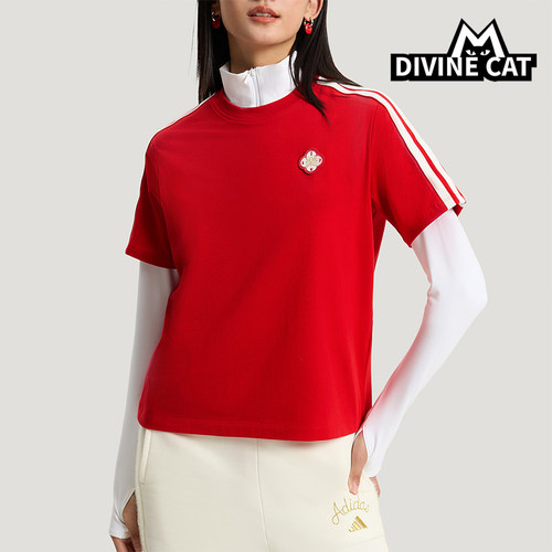 Adidas/阿迪达斯正品2025女士日常圆领套头透气运动短袖KV0506