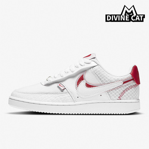 Nike/耐克正品CourtVision1双钩新款女经典白红色板鞋CI7827-100