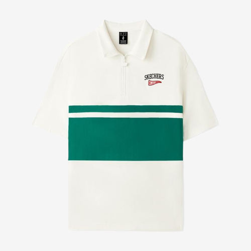 Skechers斯凯奇正品男女短袖透气条纹运动POLO衫L225U053-0074