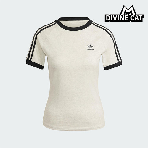 Adidas/阿迪达斯正品三叶草女士印花圆领经典套头修身短袖IR8104
