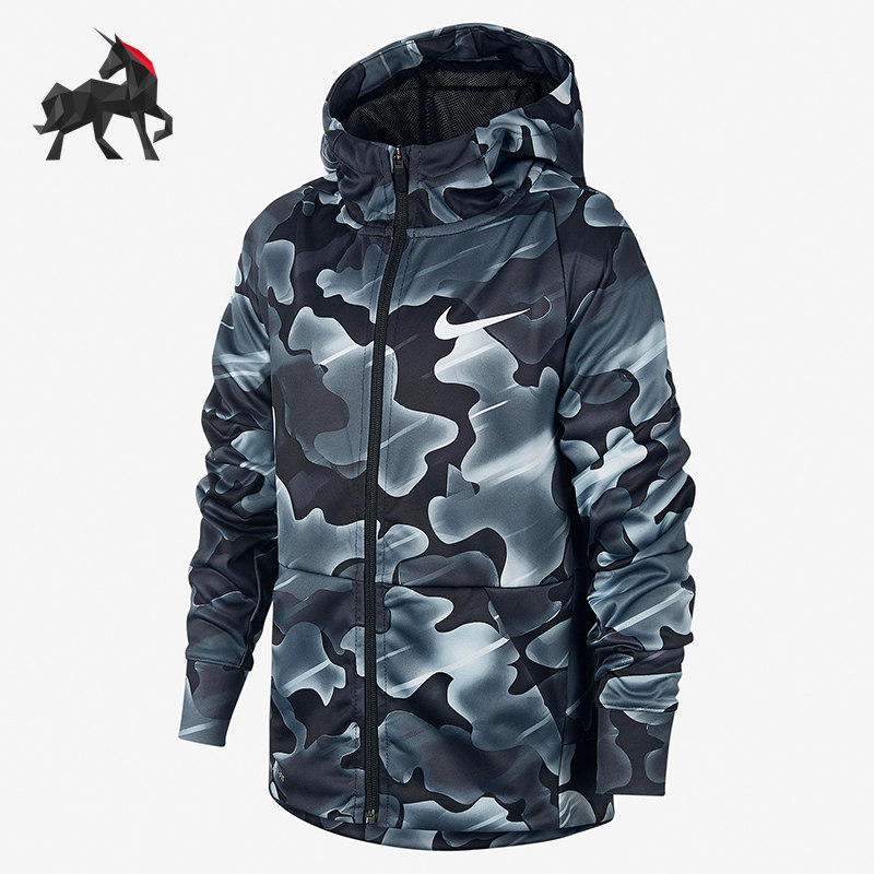 Nike/耐克正品儿童大童时尚印花抓绒保暖运动休闲夹克外套 BQ1657