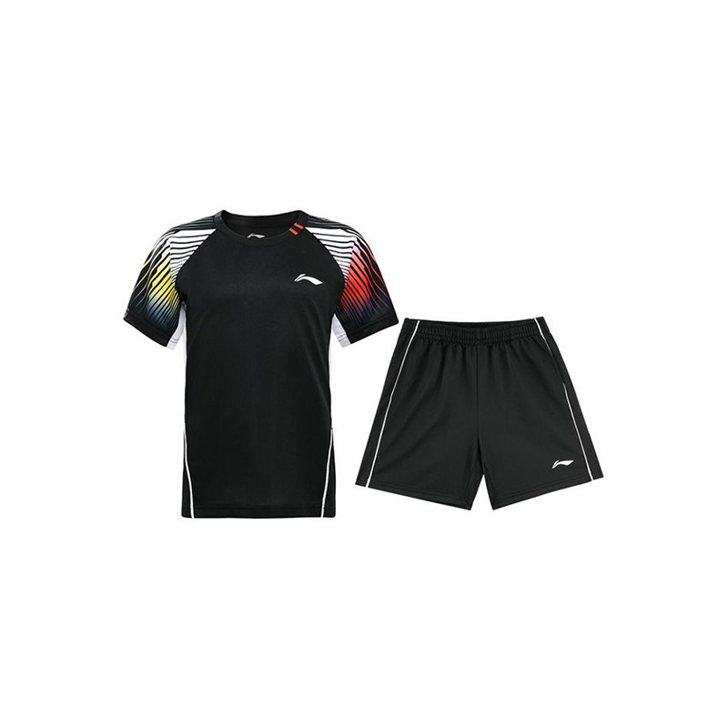 李宁正品羽毛球系列儿童运动透气速干训练比赛短袖套装AATR096-1