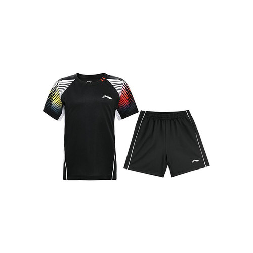 李宁正品羽毛球系列儿童运动透气速干训练比赛短袖套装AATR096-1