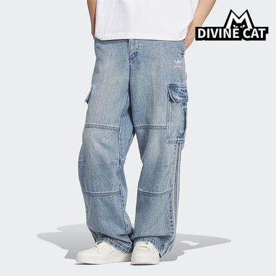 Adidas/阿迪达斯正品三叶草男士宽松复古街头风工装牛仔裤KS5980