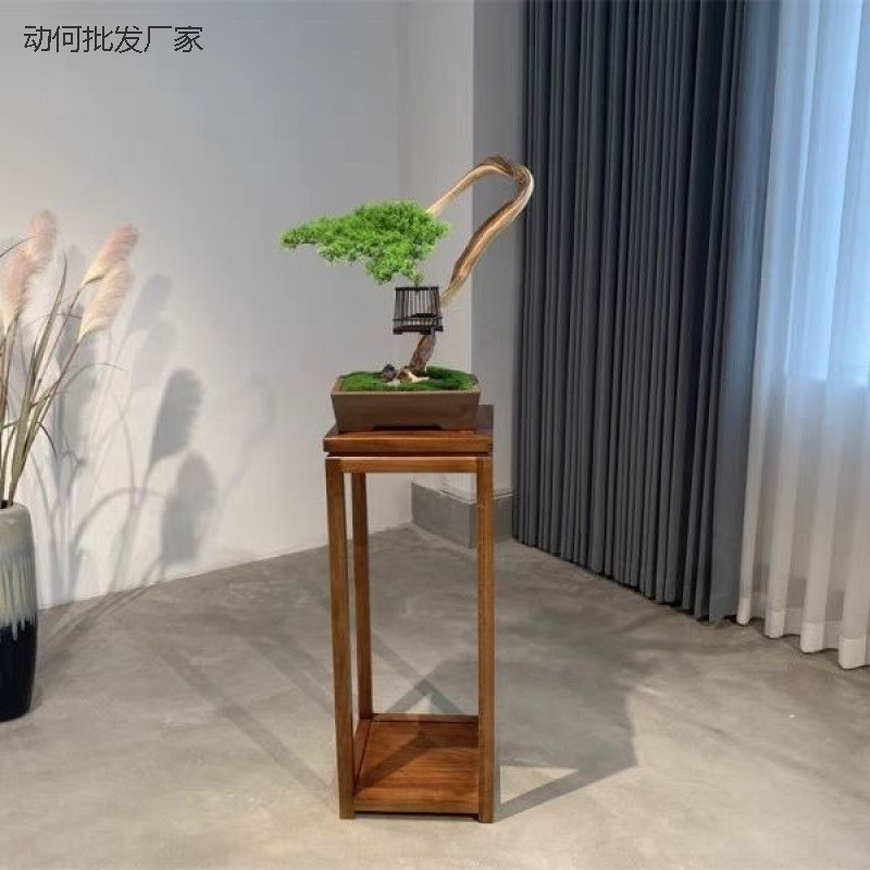 35/35/90新中式落地式客厅阳台置物架盆景花盆架实木花架实木架子