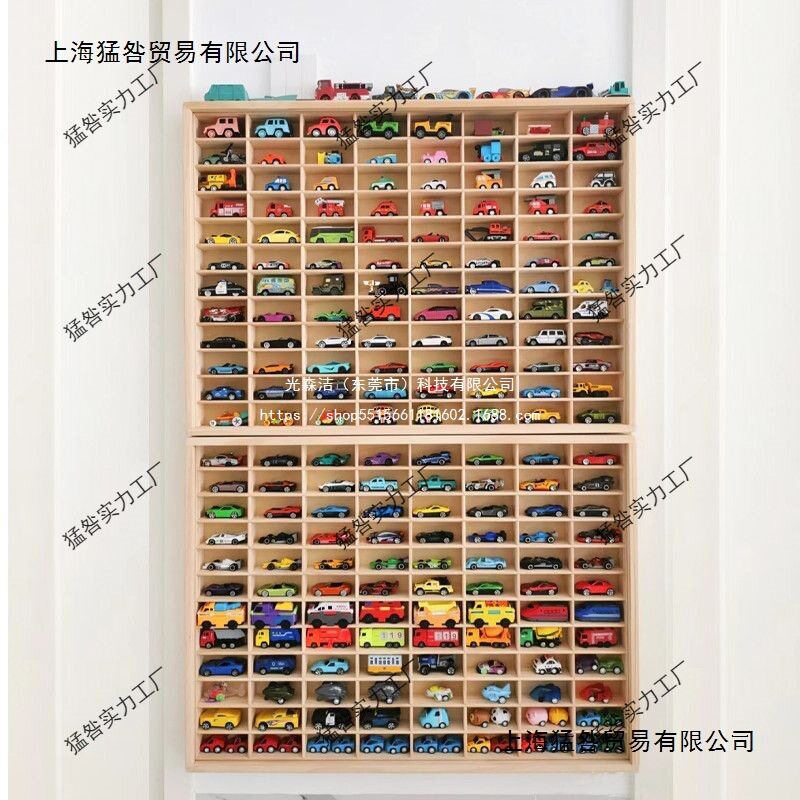 实木多美卡小汽车收纳柜墙上玩具置物架多层车模展示架1:64车收纳