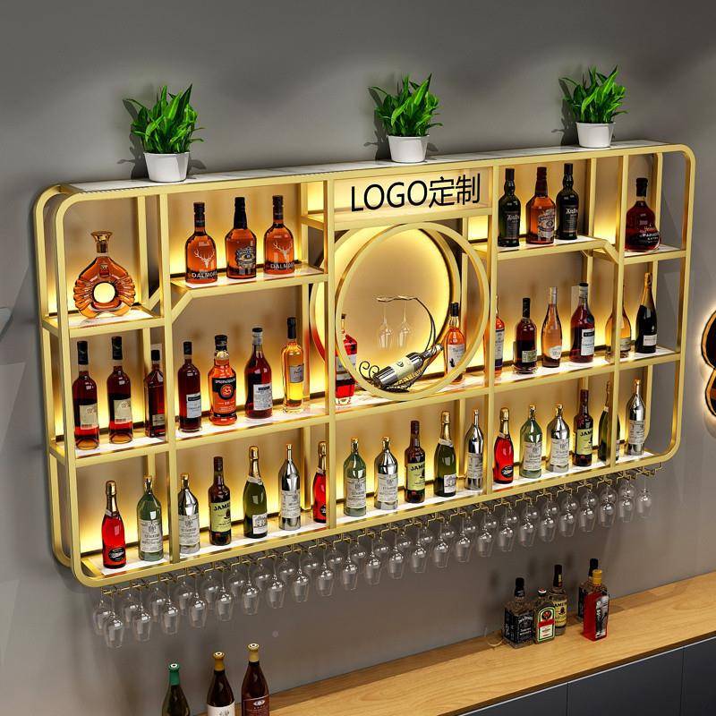 dnd新款酒吧铁艺创展示架意餐厅红酒酒柜吧台背景壁置式挂酒IYA架