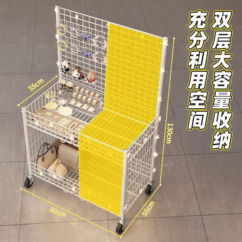 夜市地摊小网格车移动摆摊创饰业234推车超市货架品折摆叠展示架
