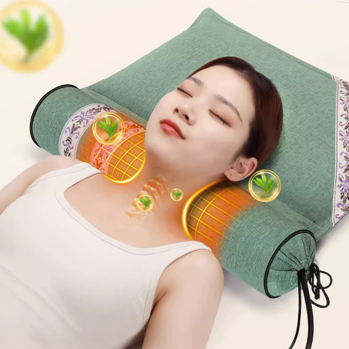 荞麦枕头护颈椎助睡眠睡觉专用决明子艾草壳劲椎成人圆柱硬枕牵引