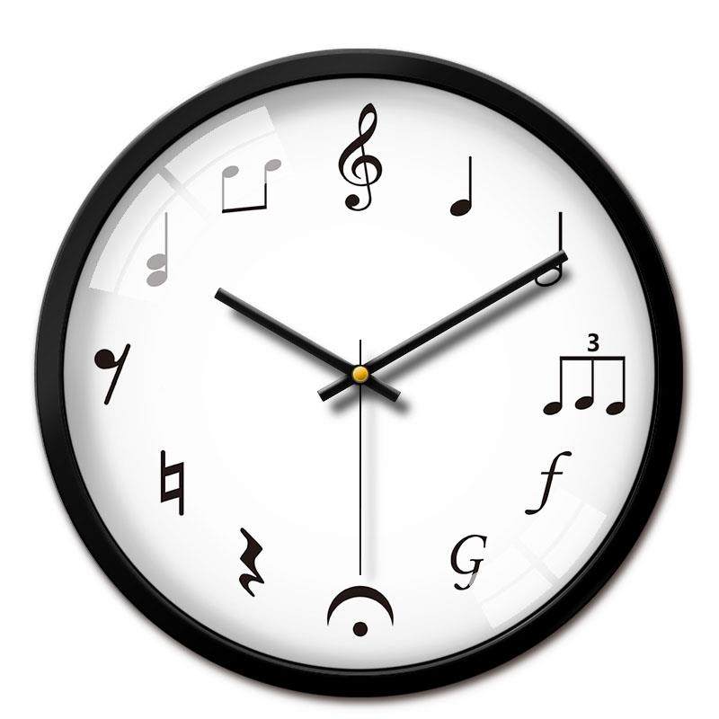 音符钟表创意挂壁钟琴行音乐学校装饰艺术钟钢教室墙琴石英HH挂时