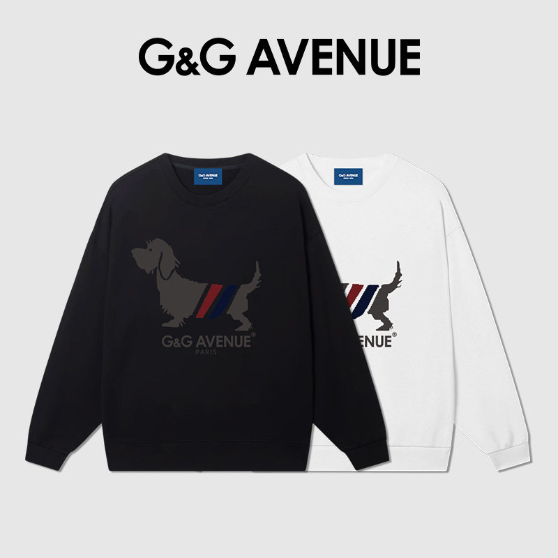 G&G AVENUE轻奢春秋季休闲圆领卫衣印花动物宽松百搭重磅男女同款