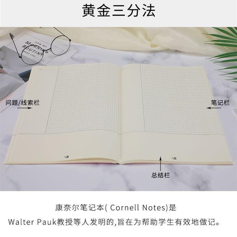 Cornell notes book horizontal grid 5 Ir simple memory method